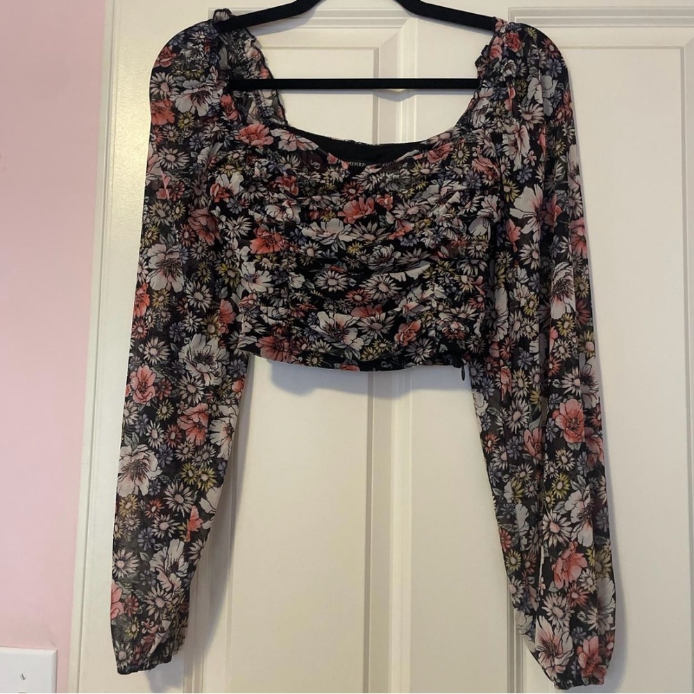 Forever 21 Black Floral Blouse